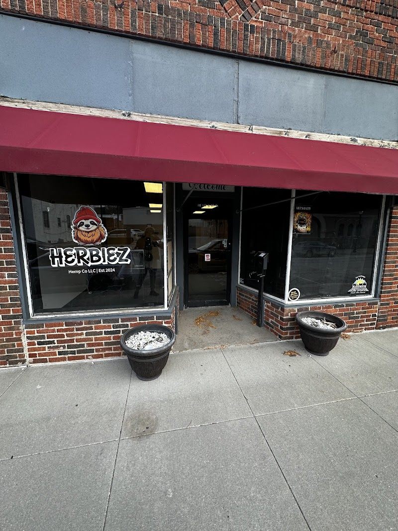 The Herbiez Hemp Co storefront in downtown Plattsmouth, Nebraska